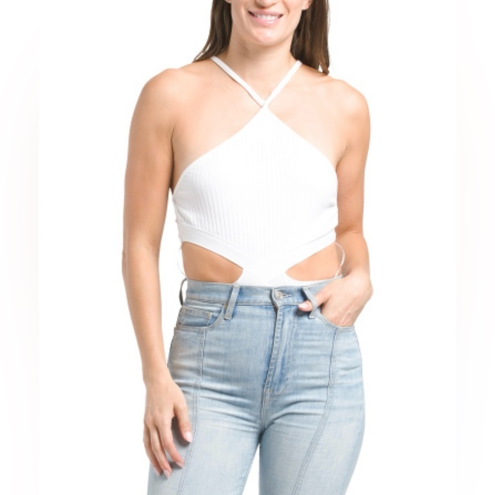 Zara Women's White Cut Out Body Suit, Halter Neck, Size L, NWT - Picture 11 of 13